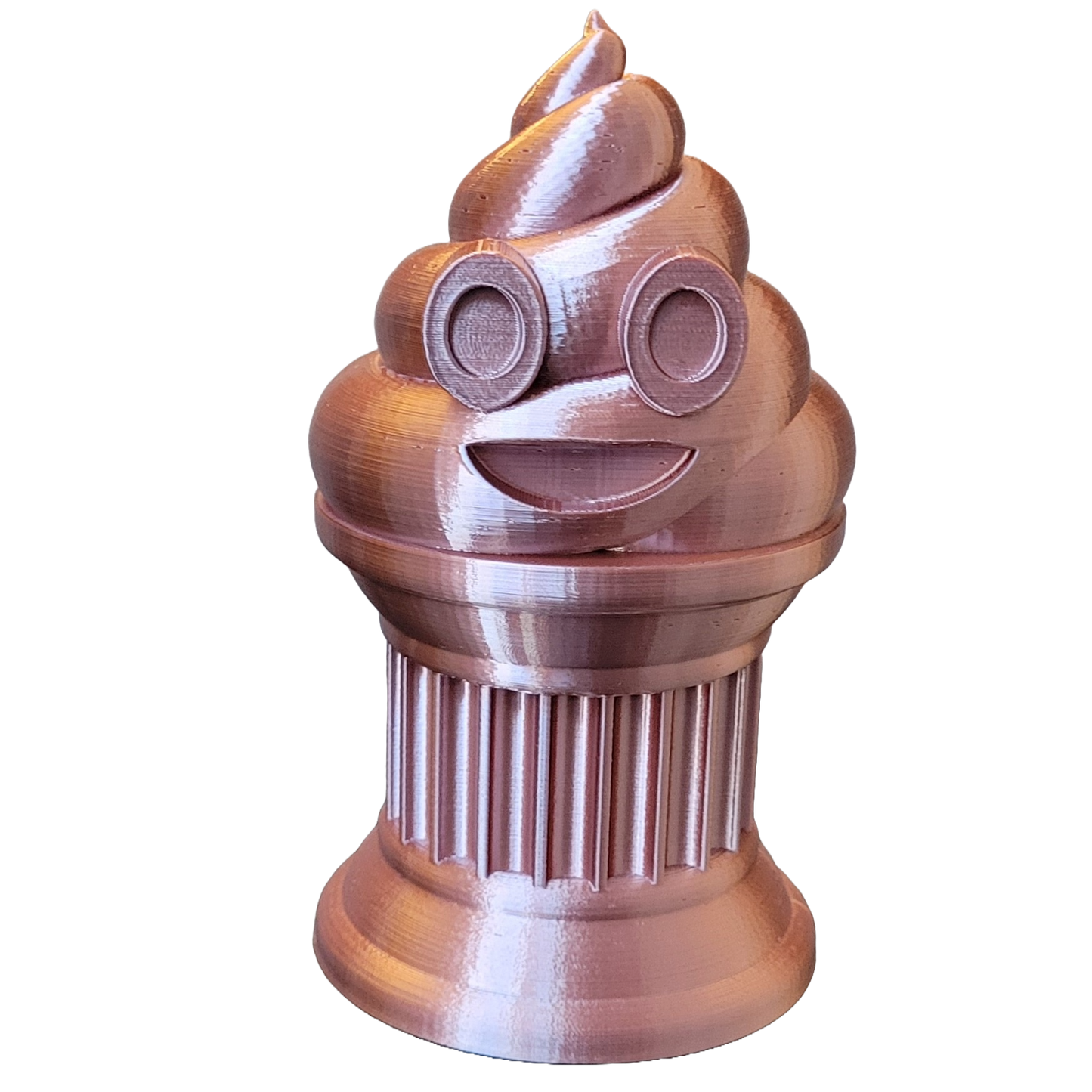 Znet3D Poop Emoji Trophy - Perfect Award or Gift - Handmade w/Additive Manufacturing - 6" inches Tall - Featuring a Solid Poop Emoji Secured on a Column Pillar (Silk Brown)