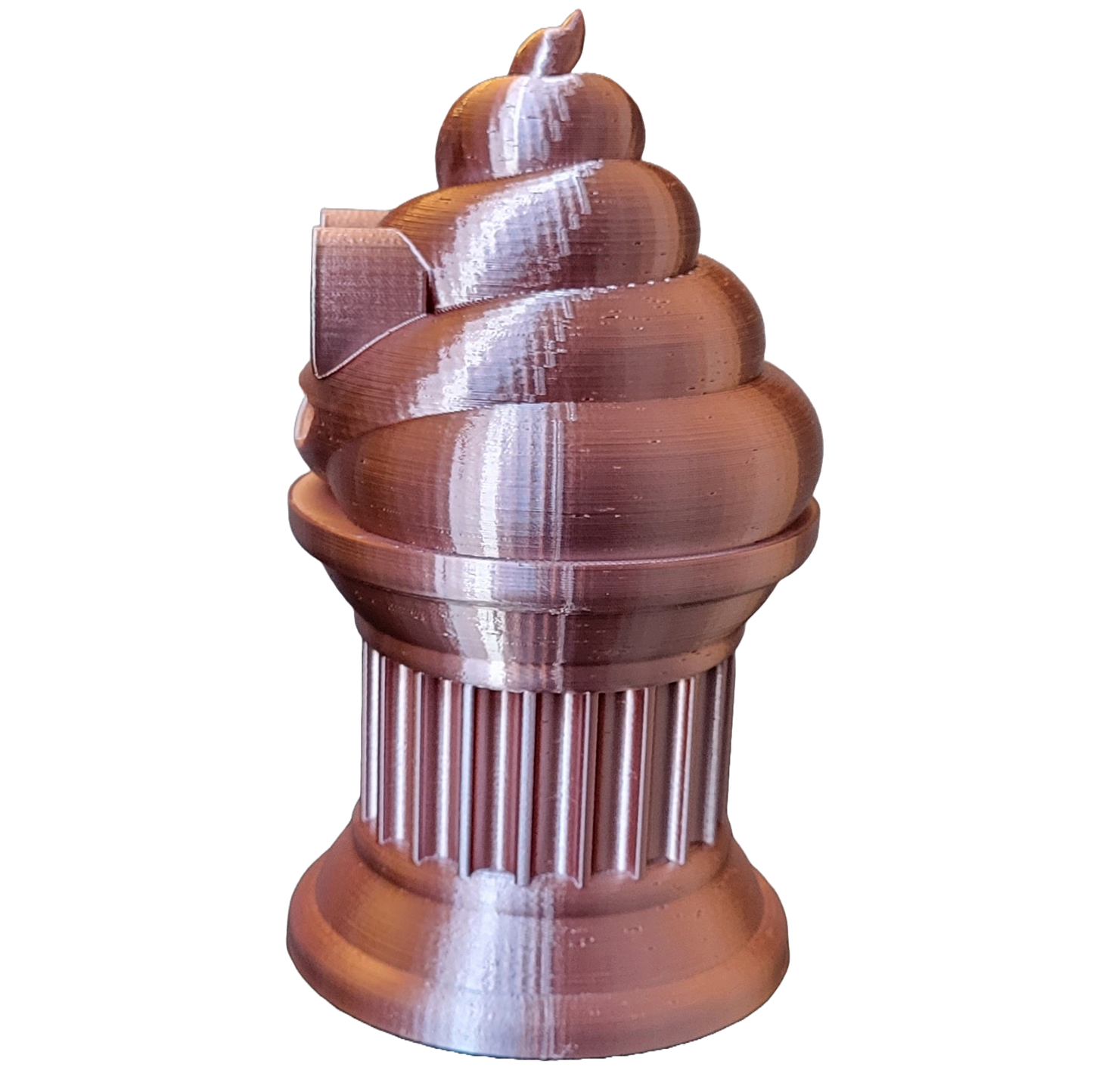 Znet3D Poop Emoji Trophy - Perfect Award or Gift - Handmade w/Additive Manufacturing - 6" inches Tall - Featuring a Solid Poop Emoji Secured on a Column Pillar (Silk Brown)
