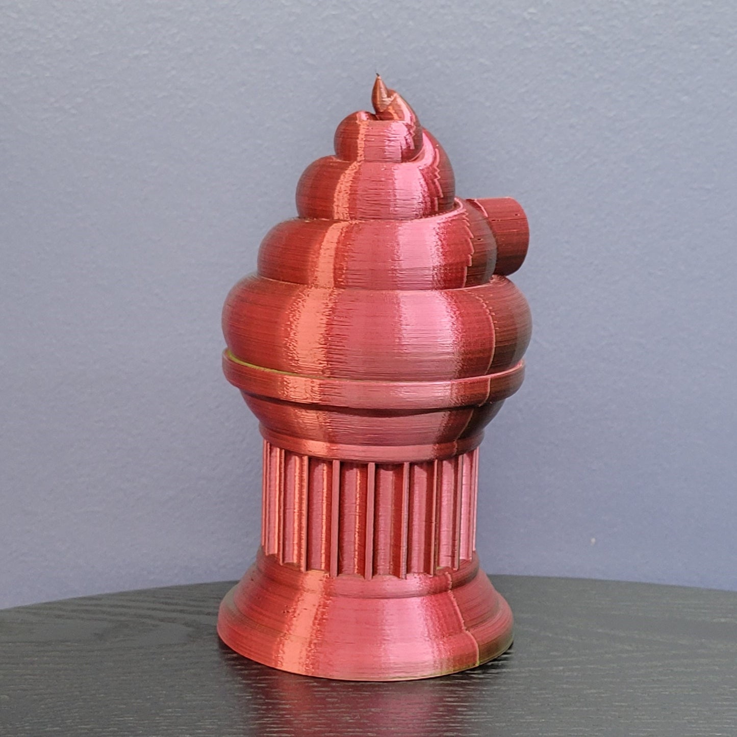 Znet3D Poop Emoji Trophy - Perfect Award or Gift - Handmade w/Additive Manufacturing - 6" inches Tall - Featuring a Solid Poop Emoji Secured on a Column Pilla (Red/Green)
