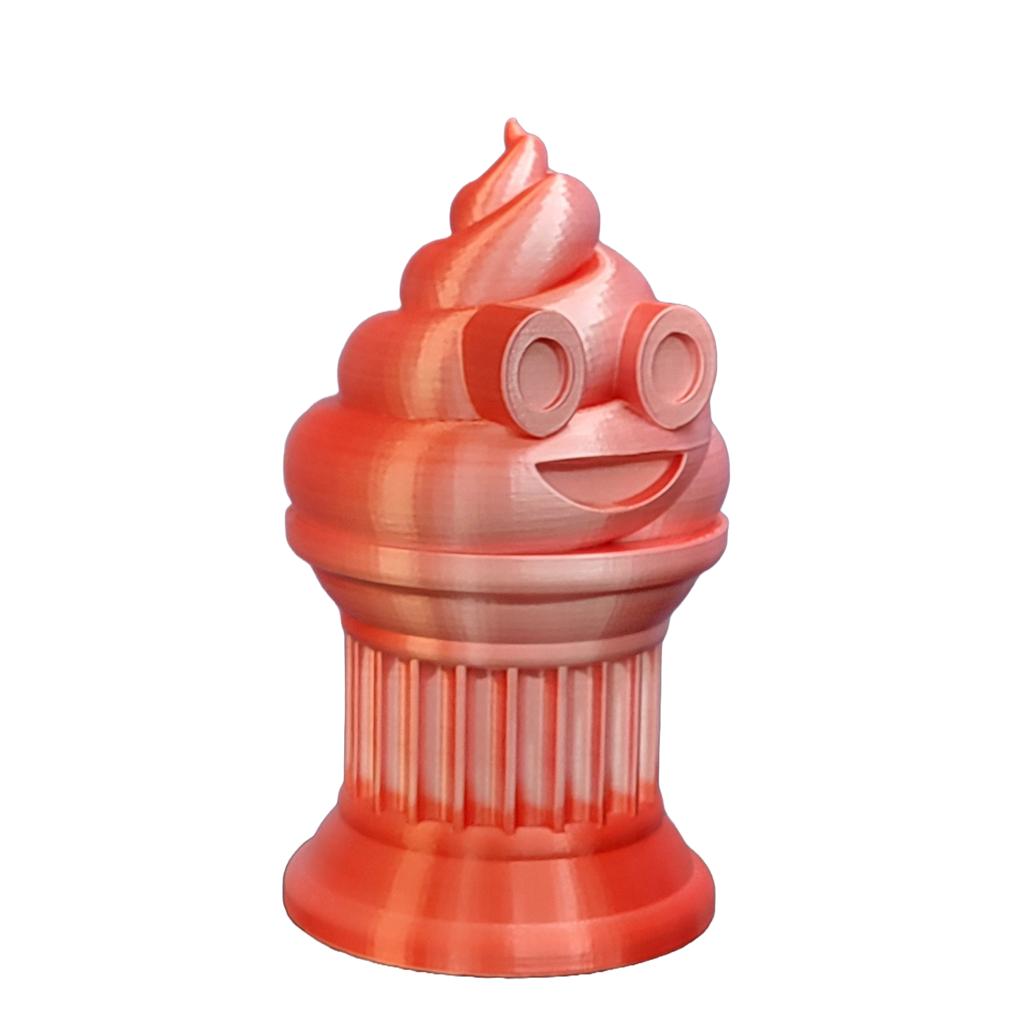 Znet3D Poop Emoji Trophy - Perfect Award or Gift - Handmade w/Additive Manufacturing - 6" inches Tall - Featuring a Solid Poop Emoji Secured on a Column Pilla (Red/White)
