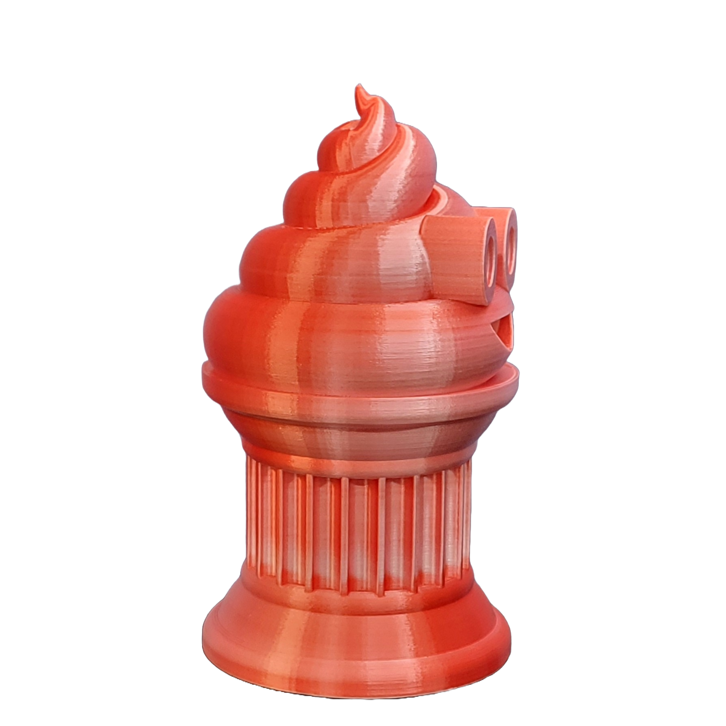 Znet3D Poop Emoji Trophy - Perfect Award or Gift - Handmade w/Additive Manufacturing - 6" inches Tall - Featuring a Solid Poop Emoji Secured on a Column Pilla (Red/White)