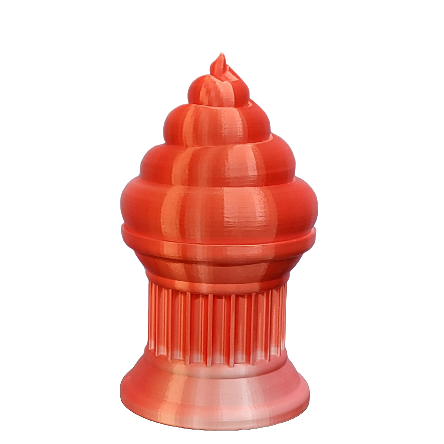 Znet3D Poop Emoji Trophy - Perfect Award or Gift - Handmade w/Additive Manufacturing - 6" inches Tall - Featuring a Solid Poop Emoji Secured on a Column Pilla (Red/White)