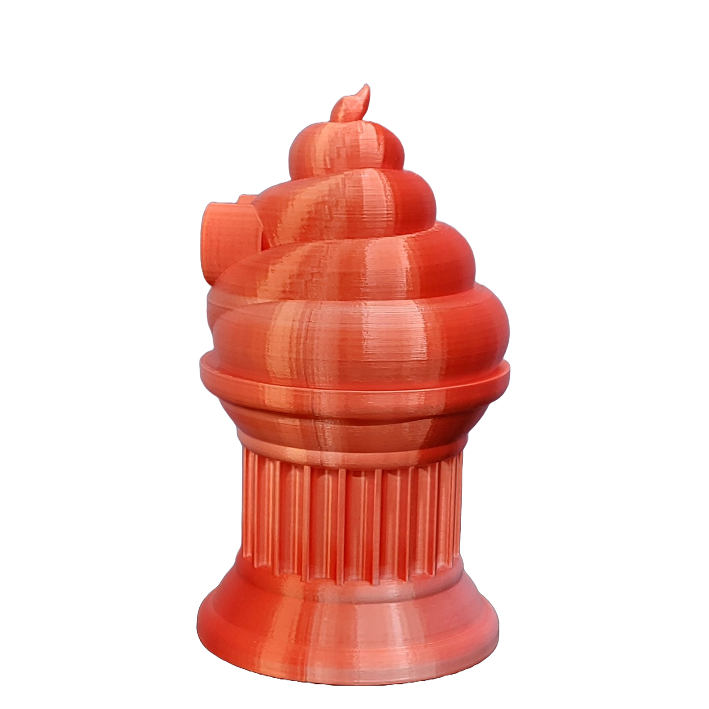 Znet3D Poop Emoji Trophy - Perfect Award or Gift - Handmade w/Additive Manufacturing - 6" inches Tall - Featuring a Solid Poop Emoji Secured on a Column Pilla (Red/White)