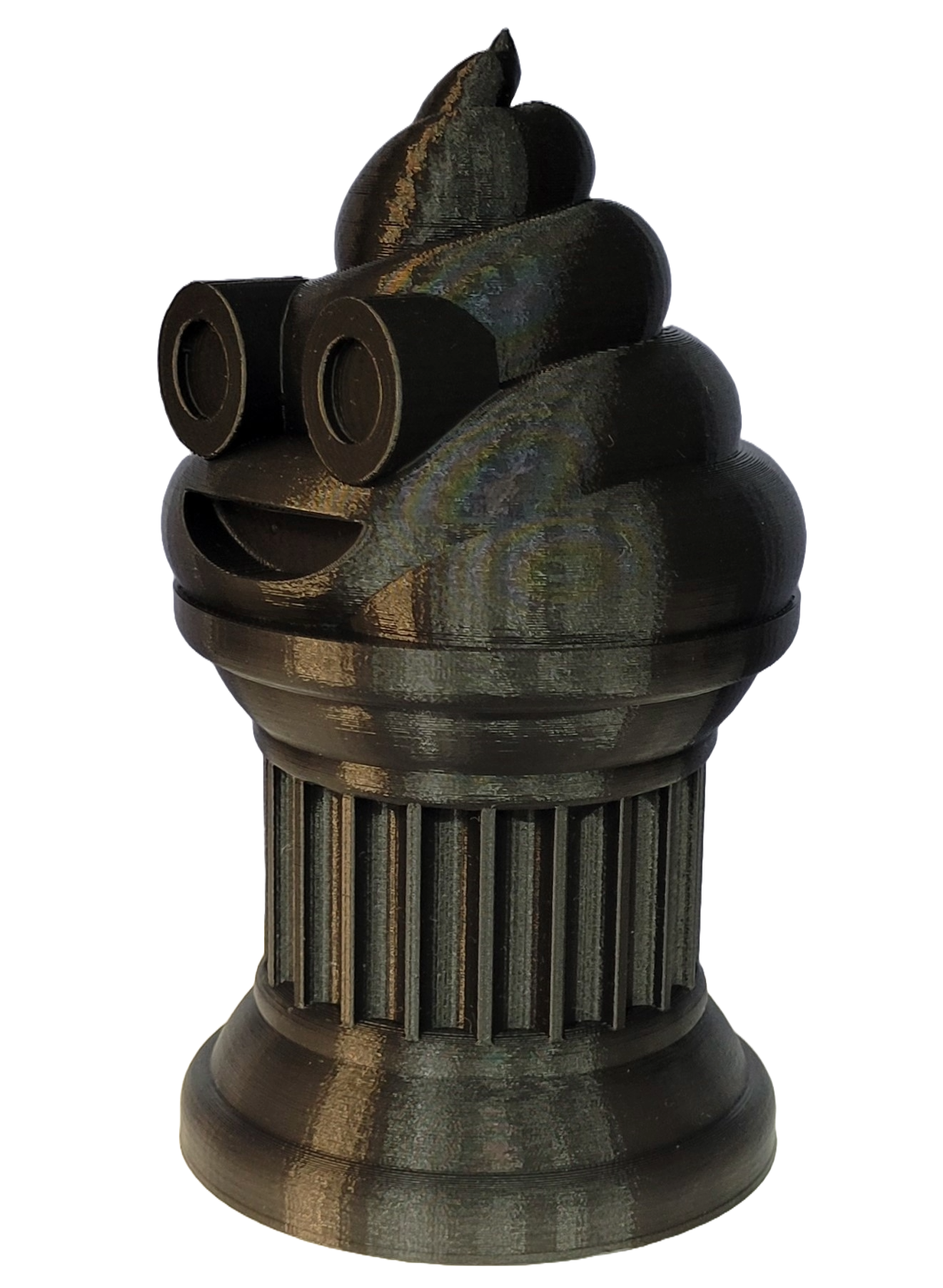 Znet3D Poop Emoji Trophy - Perfect Award or Gift - Handmade w/Additive Manufacturing - 6" inches Tall - Featuring a Solid Poop Emoji Secured on a Column Pillar (Black)
