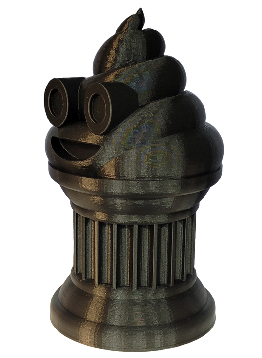 Znet3D Poop Emoji Trophy - Perfect Award or Gift - Handmade w/Additive Manufacturing - 6" inches Tall - Featuring a Solid Poop Emoji Secured on a Column Pillar (Black)