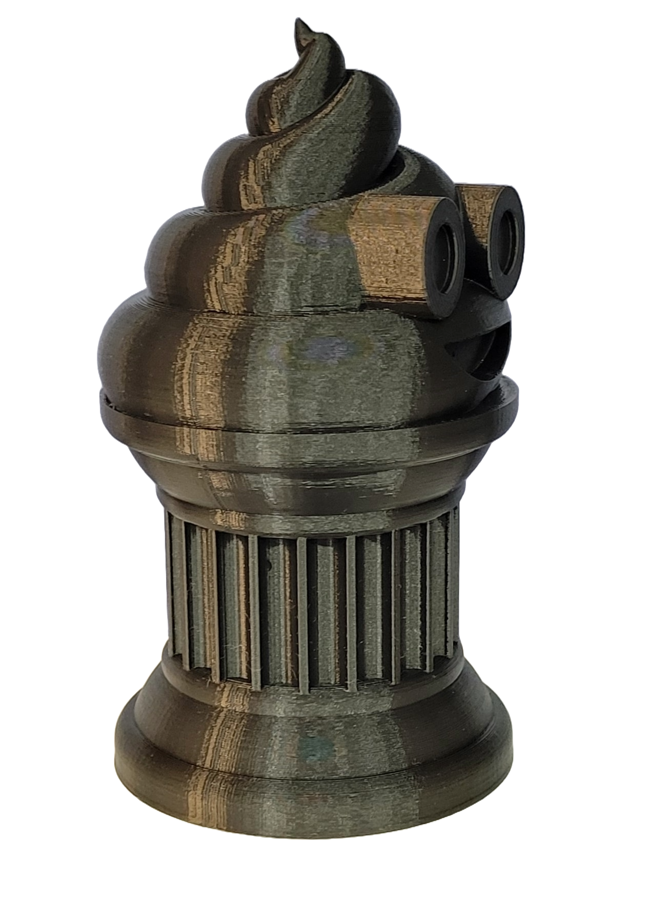 Znet3D Poop Emoji Trophy - Perfect Award or Gift - Handmade w/Additive Manufacturing - 6" inches Tall - Featuring a Solid Poop Emoji Secured on a Column Pillar (Black)