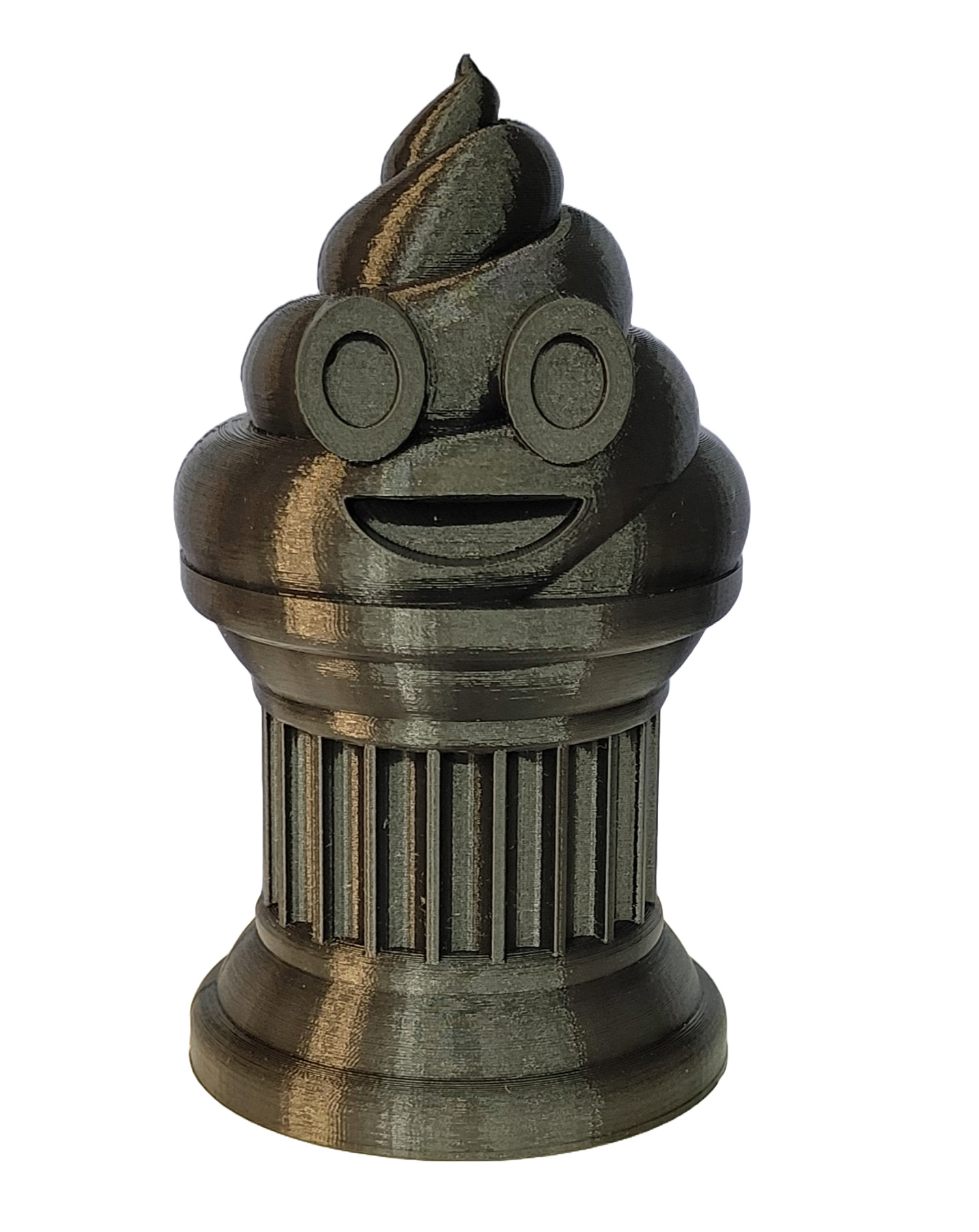 Znet3D Poop Emoji Trophy - Perfect Award or Gift - Handmade w/Additive Manufacturing - 6" inches Tall - Featuring a Solid Poop Emoji Secured on a Column Pillar (Black)