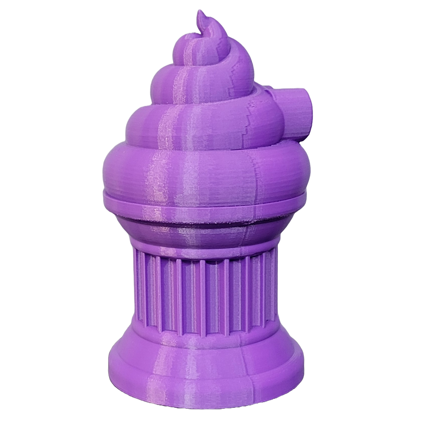 Znet3D Poop Emoji Trophy - Perfect Award or Gift - Handmade w/Additive Manufacturing - 6" inches Tall - Featuring a Solid Poop Emoji Secured on a Column Pillar (Purple)