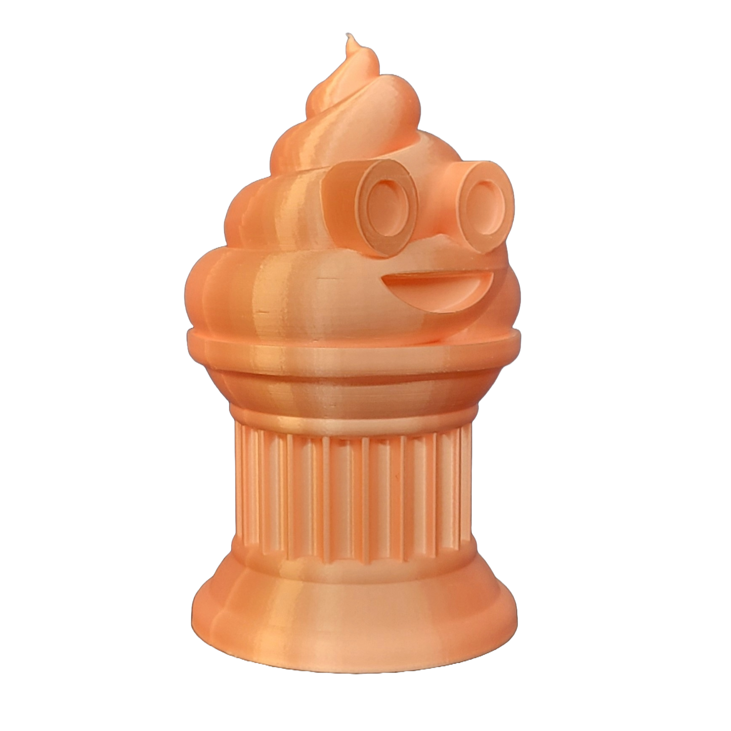 Znet3D Poop Emoji Trophy - Perfect Award or Gift - Handmade w/Additive Manufacturing - 6" inches Tall - Featuring a Solid Poop Emoji Secured on a Column Pilla (Silk Pink)