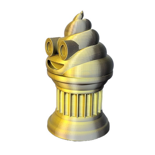Znet3D Poop Emoji Trophy - Perfect Award or Gift - Handmade w/Additive Manufacturing - 6" inches Tall - Featuring a Solid Poop Emoji Secured on a Column Pilla (Black/Gold)