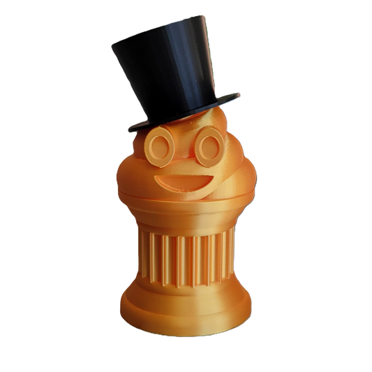 Znet3D Gentlemen Poop Emoji Trophy – Elegant Black Top Hat on Poop Emoji Trophy – Perfect for Honoring Winners or Losers