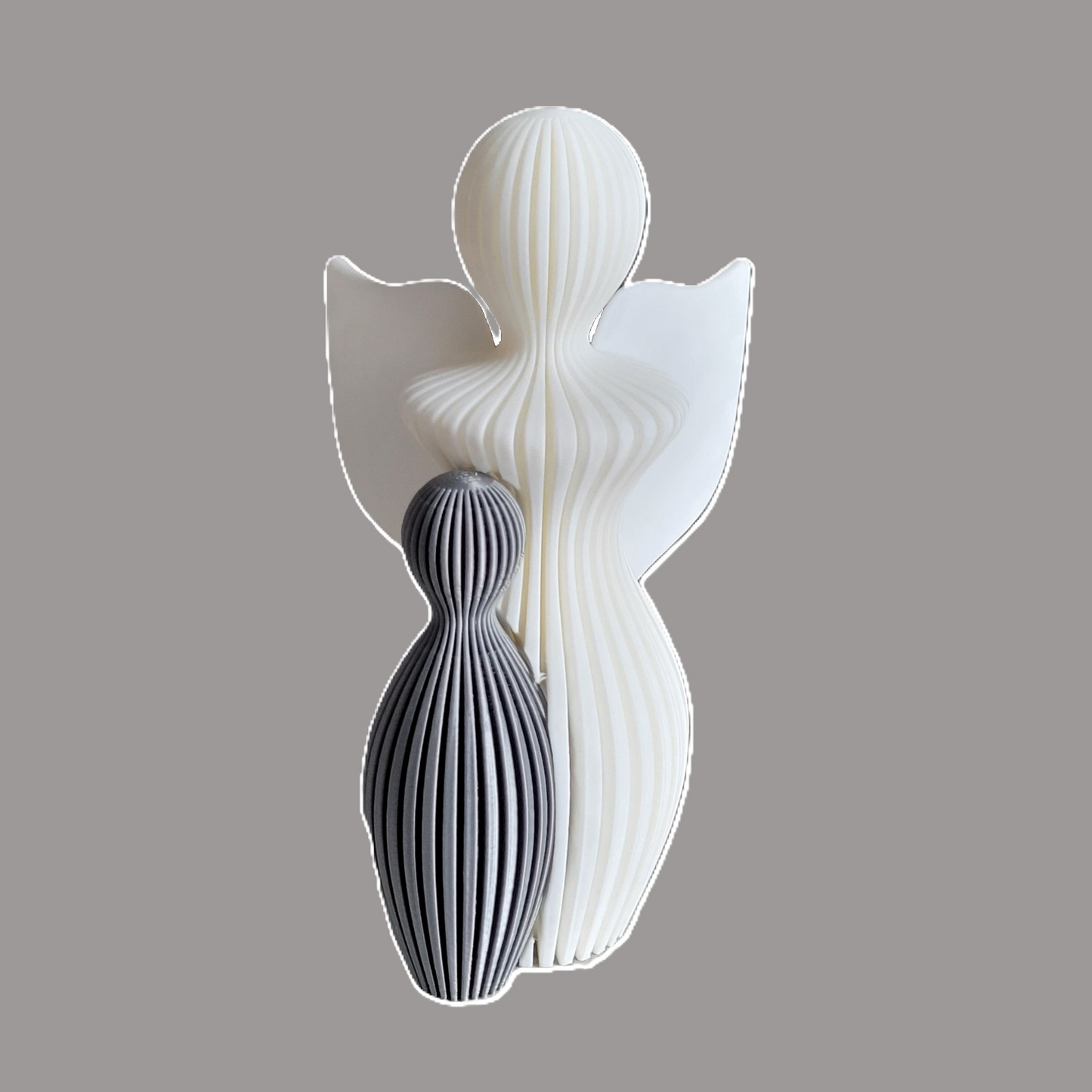 Znet3D Guardian Angel Statue - Elegant Abstract Home Décor for Mother’s Day, Birthdays, Anniversaries, New Babies, or Just for Love - White Angel with Silver Child
