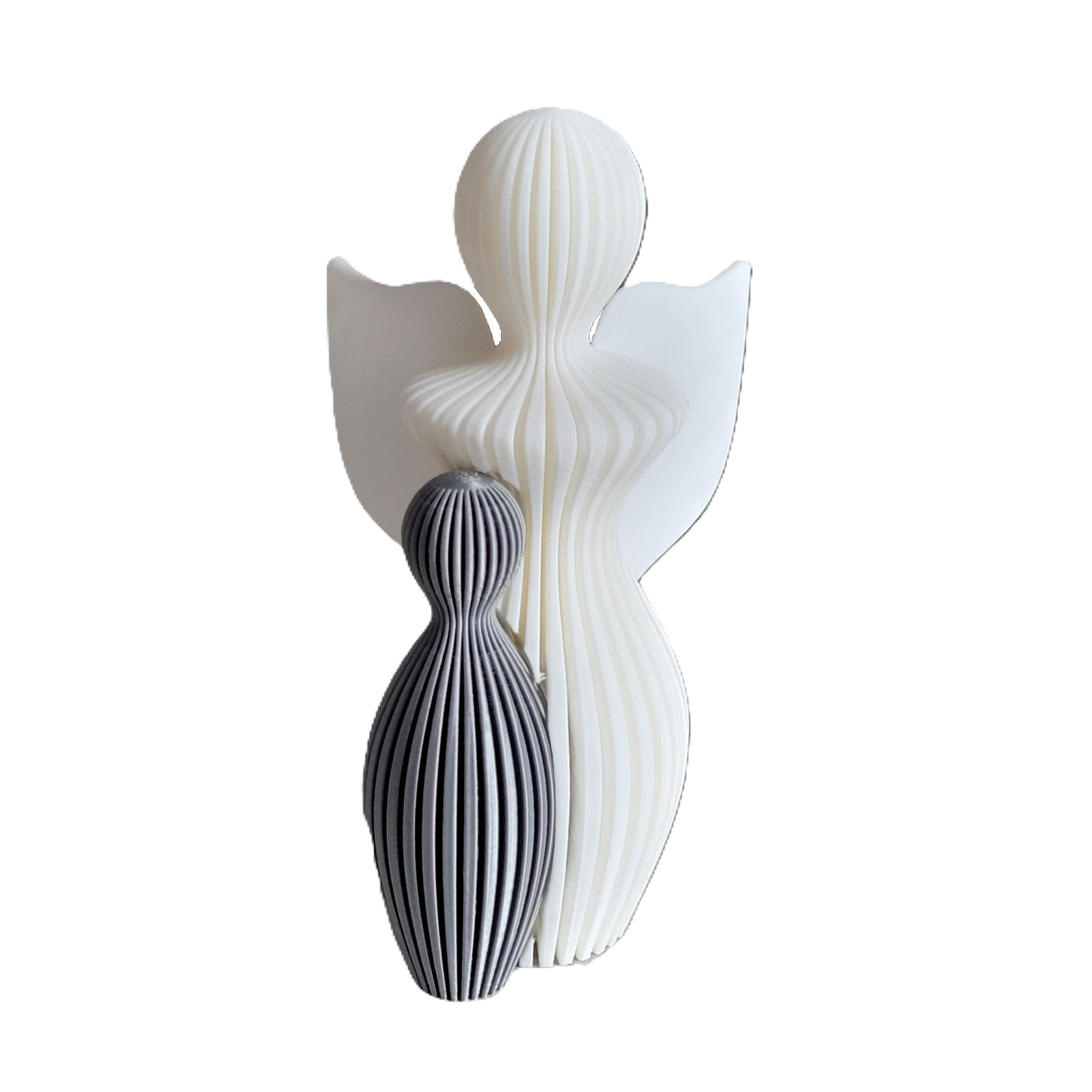 Znet3D Guardian Angel Statue - Elegant Abstract Home Décor for Mother’s Day, Birthdays, Anniversaries, New Babies, or Just for Love - White Angel with Silver Child