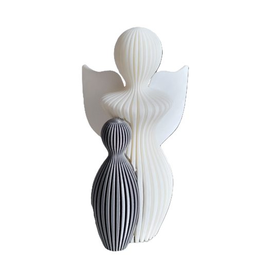 Znet3D Guardian Angel Statue - Elegant Abstract Home Décor for Mother’s Day, Birthdays, Anniversaries, New Babies, or Just for Love - White Angel with Silver Child