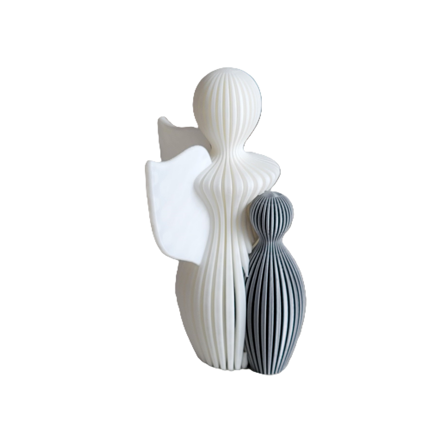Znet3D Guardian Angel Statue - Elegant Abstract Home Décor for Mother’s Day, Birthdays, Anniversaries, New Babies, or Just for Love - White Angel with Silver Child