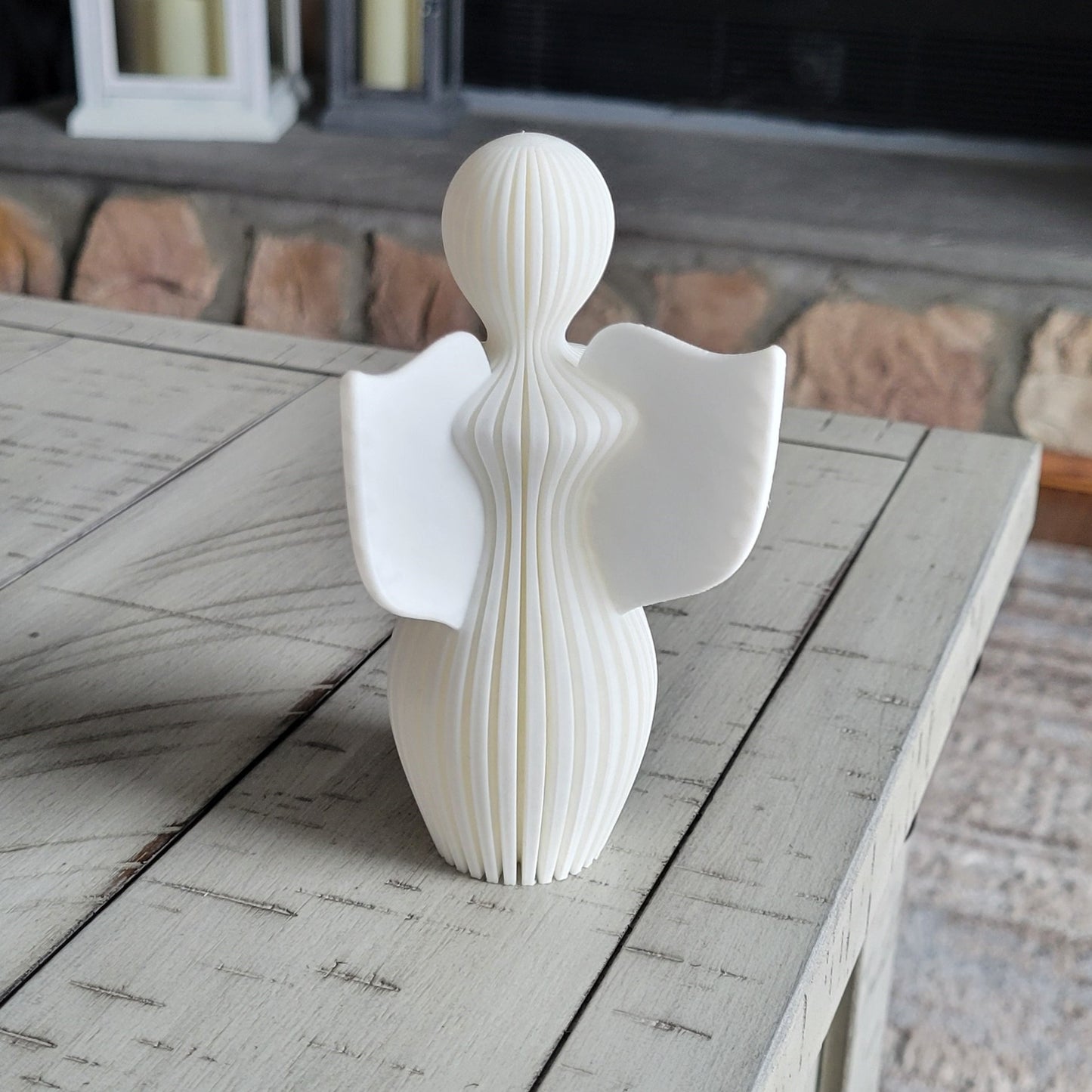 Znet3D Guardian Angel Statue - Elegant Abstract Home Décor for Mother’s Day, Birthdays, Anniversaries, New Babies, or Just for Love - White Angel with Silver Child