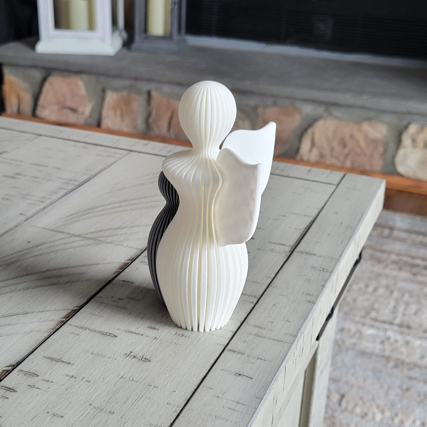 Znet3D Guardian Angel Statue - Elegant Abstract Home Décor for Mother’s Day, Birthdays, Anniversaries, New Babies, or Just for Love - White Angel with Silver Child