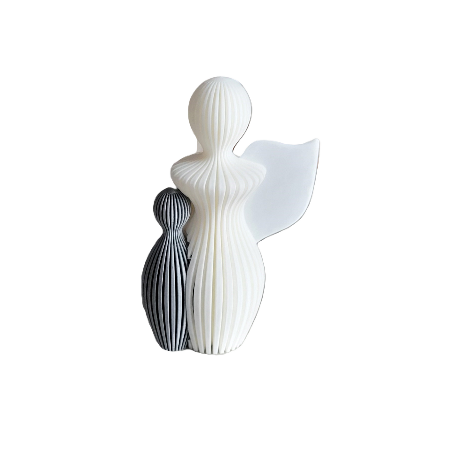 Znet3D Guardian Angel Statue - Elegant Abstract Home Décor for Mother’s Day, Birthdays, Anniversaries, New Babies, or Just for Love - White Angel with Silver Child