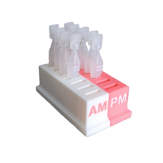 Znet3D Eye Drop Vial Holder for Single-Use Disposable Vials – Compatible with Major Brands, Dual-Color with AM/PM Sides for Usage Tracking, Available in 10-Slot & 14-Slot Sizes