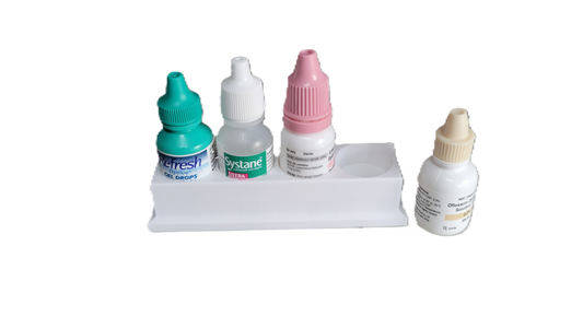 Eye Drop Bottle Organizer Tray – 4-Slot Holder for Eye Drops Compact Storage Rack Made in USA by Znet3D