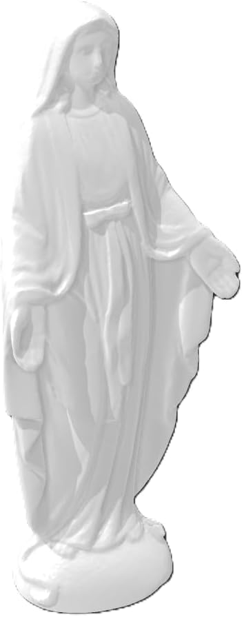 Znet3D Virgin Mary Statue – Our Lady Blessed Mother Figurine with Open Arms – Made in USA – White PLA Plastic Mary Sculpture – Catholic Home Décor – 5.5 Inch Tall (White)