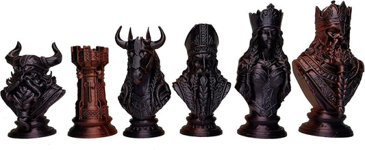 Viking Warrior Chess Set Pieces – Silk Gold & Silver Sculptures | Norse Fantasy Set by Znet3D (Board Not Included) (Gold/Black & Red/Black)