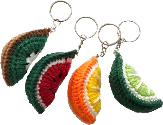 Znet3D Crochet Plush Keychain - Strawberry, Cherry, Watermelon, Kiwi, Orange, Lime - Handmade Keychain Accessory Amigurumi