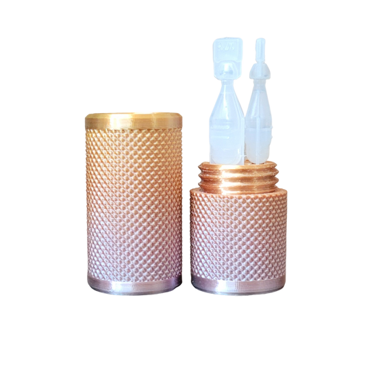 Znet3D Eye Drop Vial Holder & Travel Carry Case - Securely Holds Three (3) Single-Use Vials - Screw-On Lid, Knurled Pattern - Keep Vials Safe & Secure While Traveling