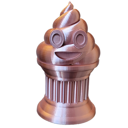 Znet3D Poop Emoji Trophy - Perfect Award or Gift - Handmade w/Additive Manufacturing - 6" inches Tall - Featuring a Solid Silk Brown Poop Emoji on a Column Pillar