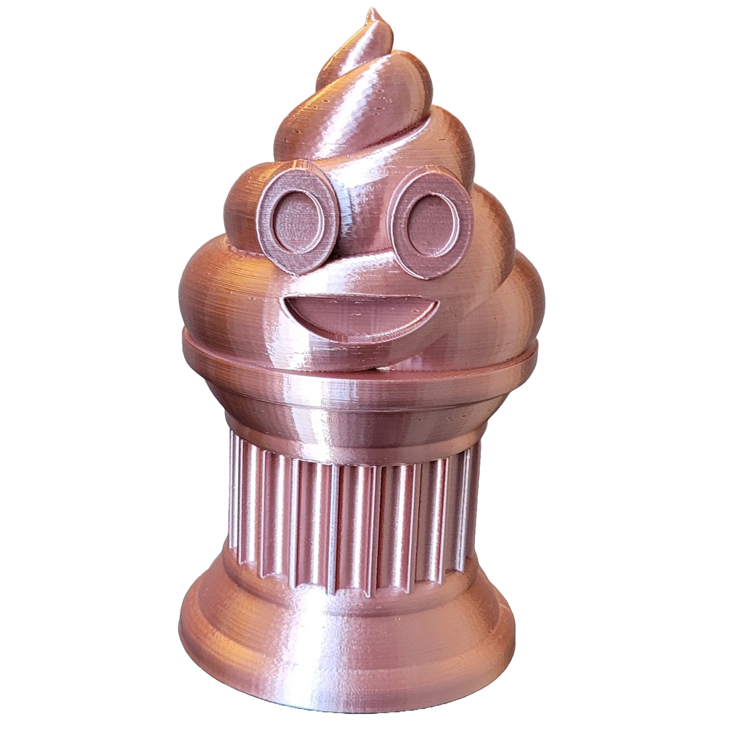 Znet3D Poop Emoji Trophy - Perfect Award or Gift - Handmade w/Additive Manufacturing - 6" inches Tall - Featuring a Solid Silk Brown Poop Emoji on a Column Pillar