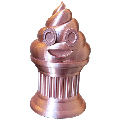 Znet3D Poop Emoji Trophy - Perfect Award or Gift - Handmade w/Additive Manufacturing - 6" inches Tall - Featuring a Solid Silk Brown Poop Emoji on a Column Pillar