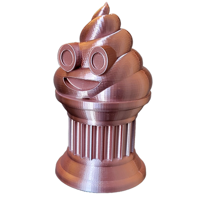 Znet3D Poop Emoji Trophy - Perfect Award or Gift - Handmade w/Additive Manufacturing - 6" inches Tall - Featuring a Solid Silk Brown Poop Emoji on a Column Pillar