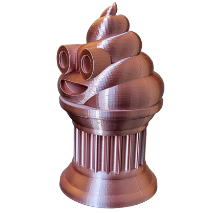 Znet3D Poop Emoji Trophy - Perfect Award or Gift - Handmade w/Additive Manufacturing - 6" inches Tall - Featuring a Solid Silk Brown Poop Emoji on a Column Pillar