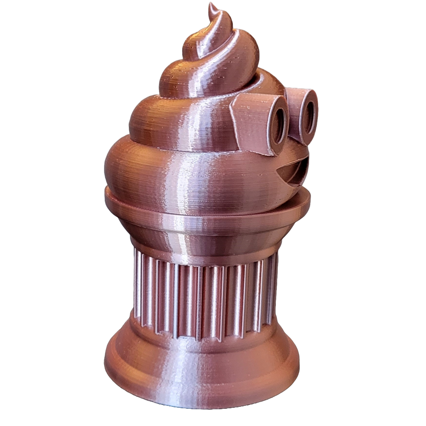 Znet3D Poop Emoji Trophy - Perfect Award or Gift - Handmade w/Additive Manufacturing - 6" inches Tall - Featuring a Solid Silk Brown Poop Emoji on a Column Pillar