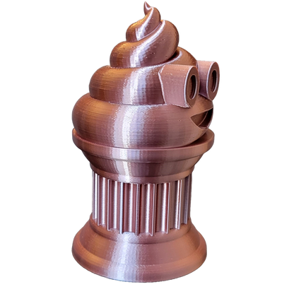 Znet3D Poop Emoji Trophy - Perfect Award or Gift - Handmade w/Additive Manufacturing - 6" inches Tall - Featuring a Solid Silk Brown Poop Emoji on a Column Pillar