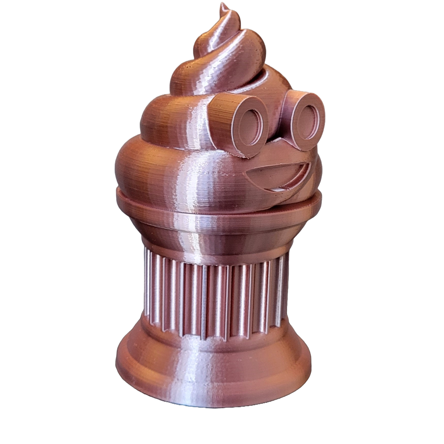 Znet3D Poop Emoji Trophy - Perfect Award or Gift - Handmade w/Additive Manufacturing - 6" inches Tall - Featuring a Solid Silk Brown Poop Emoji on a Column Pillar