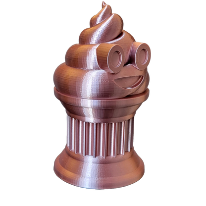 Znet3D Poop Emoji Trophy - Perfect Award or Gift - Handmade w/Additive Manufacturing - 6" inches Tall - Featuring a Solid Silk Brown Poop Emoji on a Column Pillar