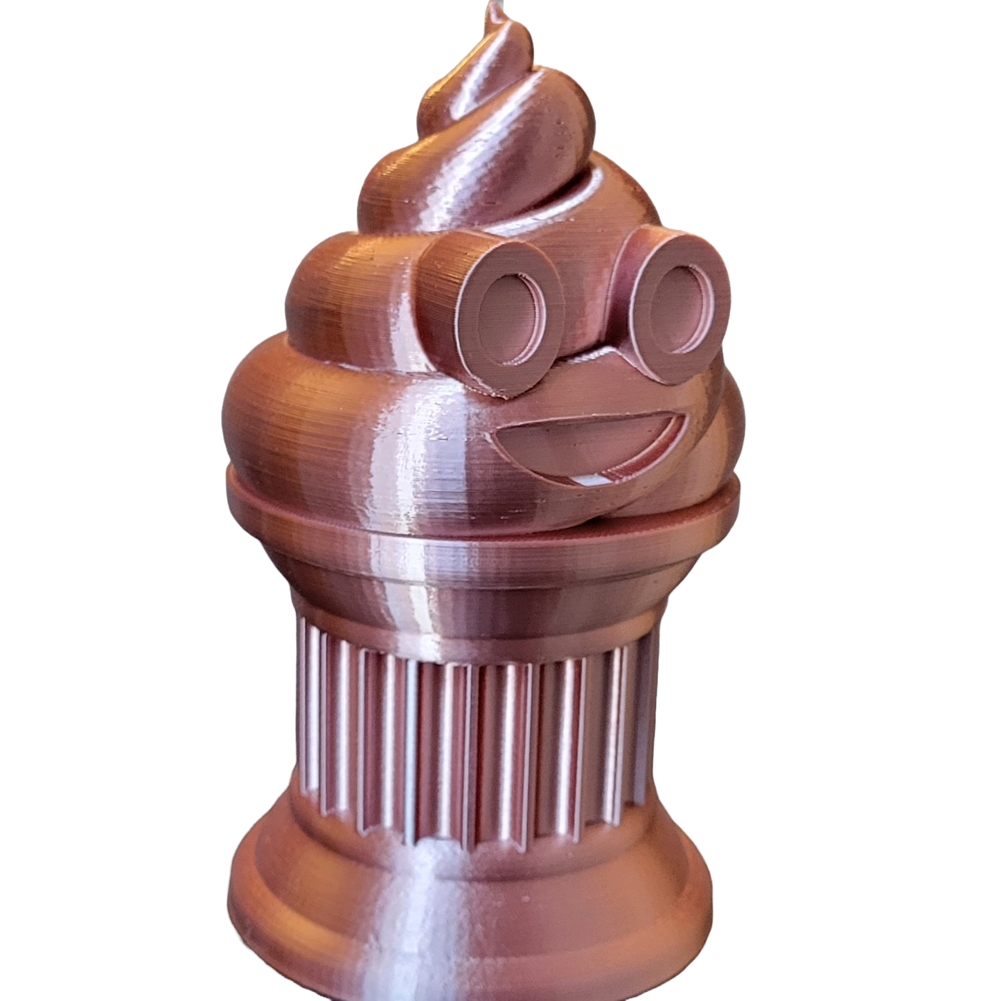 Znet3D Poop Emoji Trophy - Perfect Award or Gift - Handmade w/Additive Manufacturing - 6" inches Tall - Featuring a Solid Silk Brown Poop Emoji on a Column Pillar