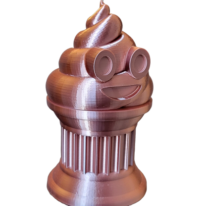 Znet3D Poop Emoji Trophy - Perfect Award or Gift - Handmade w/Additive Manufacturing - 6" inches Tall - Featuring a Solid Silk Brown Poop Emoji on a Column Pillar