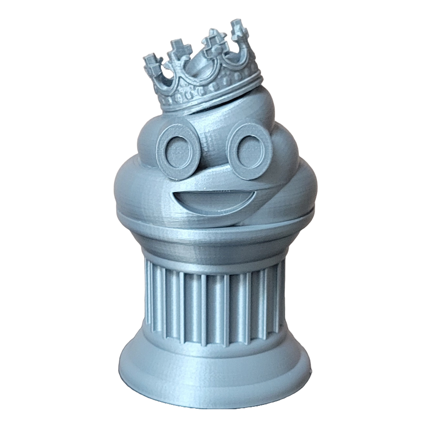 Znet3D King Poop Emoji Trophy - Fun Award & Gift - Handmade w/Additive Manufacturing - 6" inches Tall - Featuring a Solid Poop Emoji with a Crown, Secured on a Column Pillar