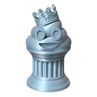 Znet3D King Poop Emoji Trophy - Fun Award & Gift - Handmade w/Additive Manufacturing - 6" inches Tall - Featuring a Solid Poop Emoji with a Crown, Secured on a Column Pillar