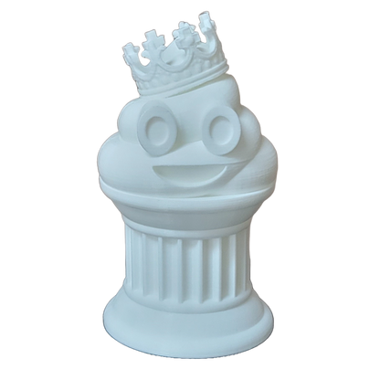 Znet3D King Poop Emoji Trophy - Fun Award & Gift - Handmade w/Additive Manufacturing - 6" inches Tall - Featuring a Solid Poop Emoji with a Crown, Secured on a Column Pillar