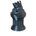 Znet3D King Poop Emoji Trophy - Fun Award & Gift - Handmade w/Additive Manufacturing - 6" inches Tall - Featuring a Solid Poop Emoji with a Crown, Secured on a Column Pillar