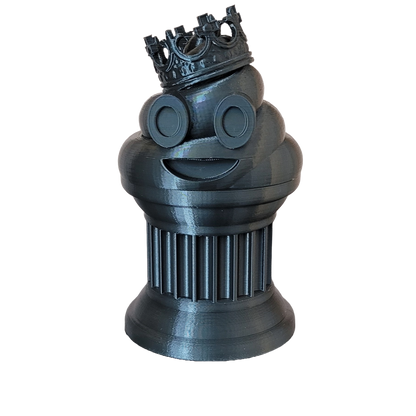 Znet3D King Poop Emoji Trophy - Fun Award & Gift - Handmade w/Additive Manufacturing - 6" inches Tall - Featuring a Solid Poop Emoji with a Crown, Secured on a Column Pillar