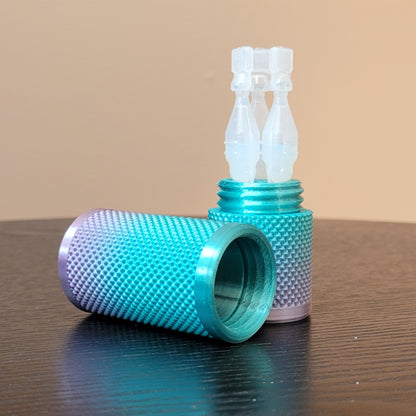 Znet3D Eye Drop Vial Holder & Travel Carry Case - Securely Holds Three (3) Single-Use Vials - Screw-On Lid, Knurled Pattern - Keep Vials Safe & Secure While Traveling