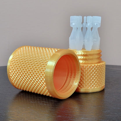 Eye Drop Vials Holder & Storage Case - Securely Store Seven (7) Single-Use Vials - Screw-On Lid, Knurled Pattern - Keep Vials Safe & Organized to Keep Track of Your Daily Usage