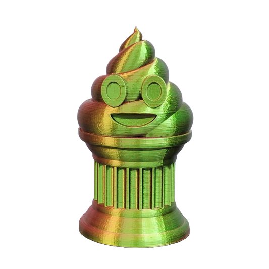 Znet3D Poop Emoji Trophy - Perfect Award or Gift - Handmade w/Additive Manufacturing - 6" inches Tall - Featuring a Solid Poop Emoji Secured on a Column Pilla (Red/Green)