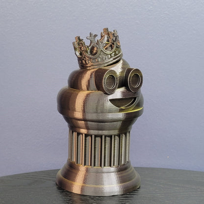 Znet3D King Poop Emoji Trophy - Fun Award & Gift - Handmade w/Additive Manufacturing - 6" inches Tall - Featuring a Solid Poop Emoji with a Crown, Secured on a Column Pillar (Black/Gold)