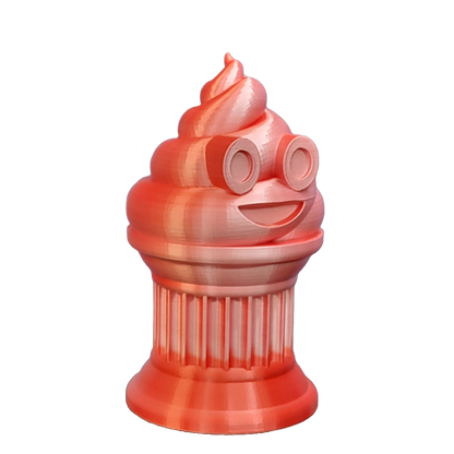 Znet3D Poop Emoji Trophy - Perfect Award or Gift - Handmade w/Additive Manufacturing - 6" inches Tall - Featuring a Solid Poop Emoji Secured on a Column Pilla (Red/White)