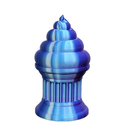 Znet3D Poop Emoji Trophy - Perfect Award or Gift - Handmade w/Additive Manufacturing - 6" inches Tall - Featuring a Solid Poop Emoji Secured on a Column Pilla (Blue/Purple)